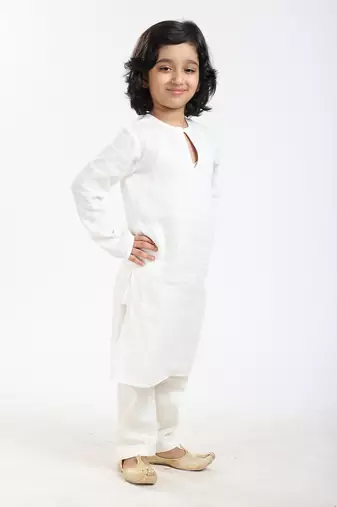 Linen Kurta Set,  With Ivory  Pyjama