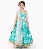 100% Peached Cotton Printed Lehenga Set With Zadi Embellishment 