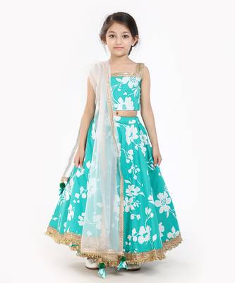 100% Peached Cotton Printed Lehenga Set With Zadi Embellishment  7