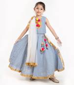 100%  Cotton Striper Lehenga Set With Zadi Embellishment . 