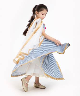 100%  Cotton Striper Lehenga Set With Zadi Embellishment .  6