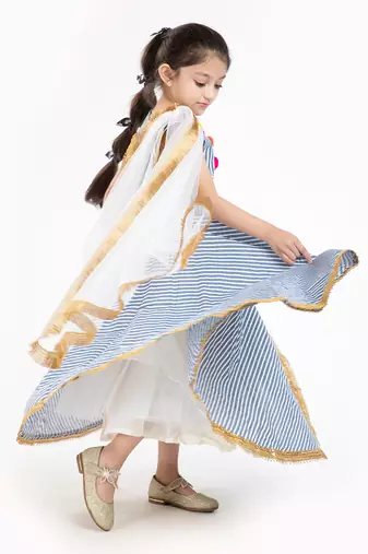 100%  Cotton Striper Lehenga Set With Zadi Embellishment . 