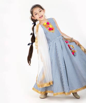 100%  Cotton Striper Lehenga Set With Zadi Embellishment .  8