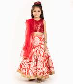 100% Pure Linen Lehenga Set With Sequin Embellised Blouse And Contrast Dupatta  