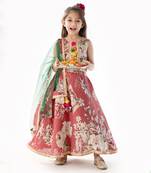 100% Pure Linen Lehenga Set With Heavy Embellised Blouse And Contrast Dupatta  