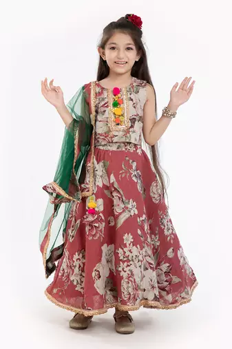 100% Pure Linen Lehenga Set With Heavy Embellised Blouse And Contrast Dupatta  