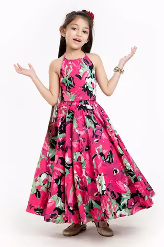 100% Peached Cotton Printed Lehenga Set 
