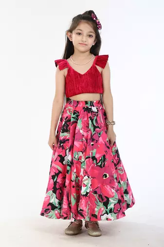 100% peached cotton printed lehenga set