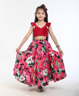 100% peached cotton printed lehenga set 1
