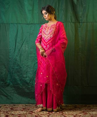 Pink Bandhani Sharara Set 7