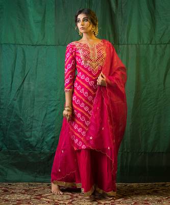 Pink Bandhani Sharara Set 8