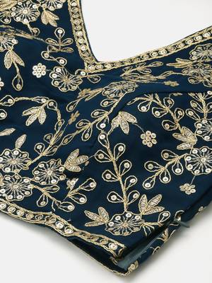 Navy Blue Traditional Lehenga Choli Set for Bridesmaid 5