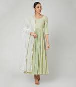 Thread Embroidered Sage Green Anarkali