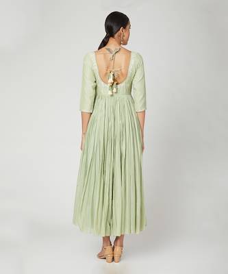 Thread Embroidered Sage Green Anarkali 2