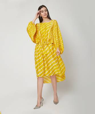  Yellow Short length kaftan style free and comfortable dress 1