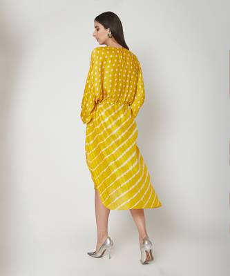  Yellow Short length kaftan style free and comfortable dress 2