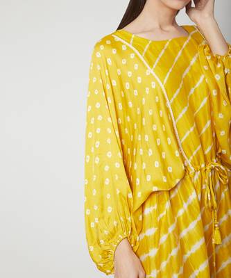  Yellow Short length kaftan style free and comfortable dress 3