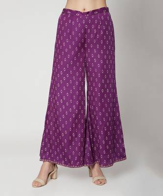  Purple Knee-length straight fit kurta with palazzo and organza dupatta 7
