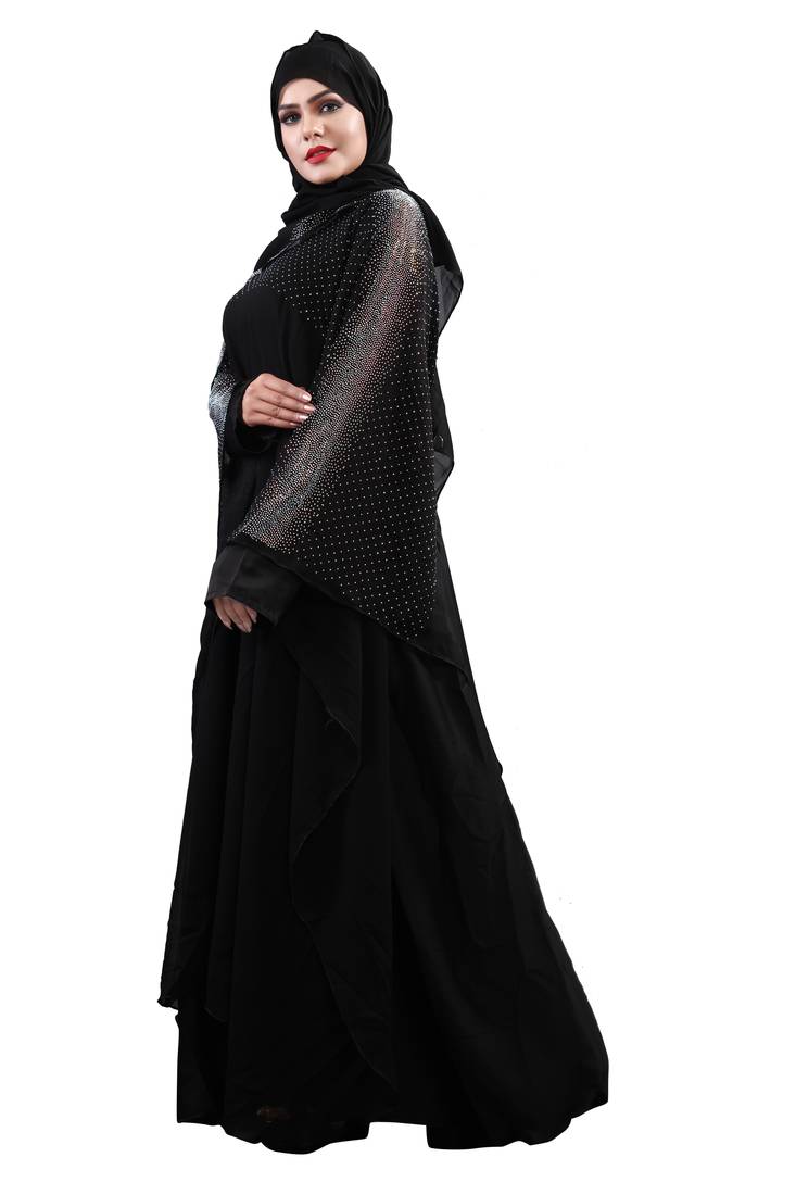 Khadija Fashion, Women's Abaya|Burqa, Soft Imported Fabric, With Stone Work.(Rainbow)