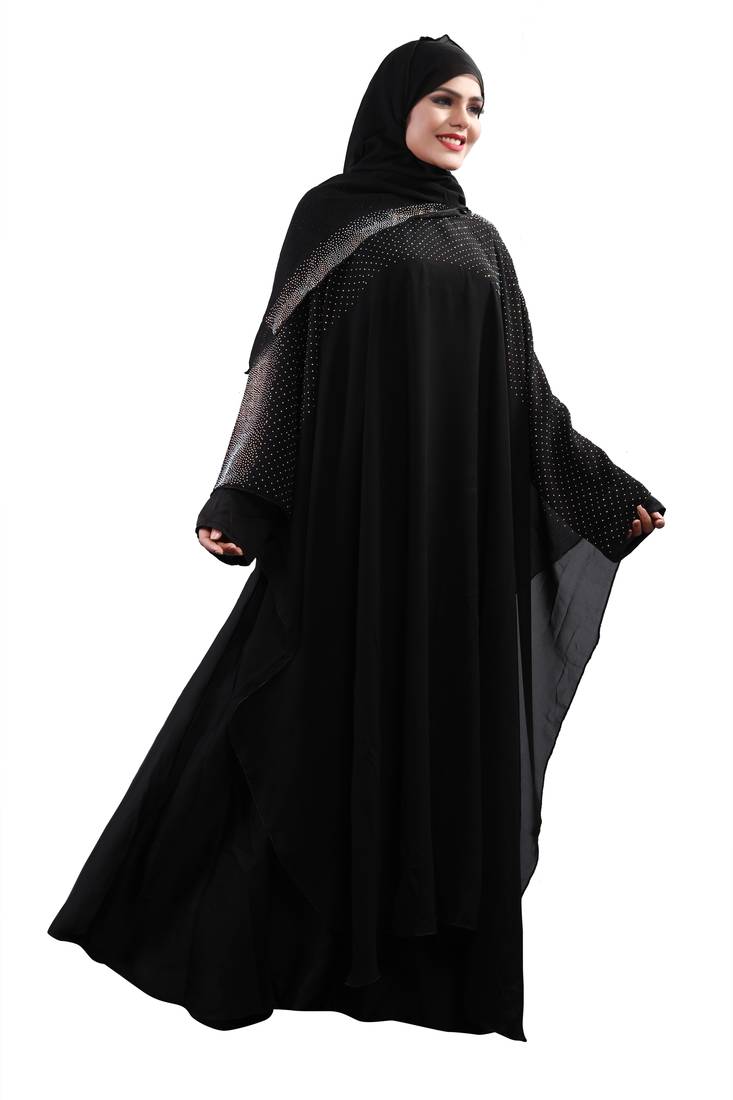 Khadija Fashion, Women's Abaya|Burqa, Soft Imported Fabric, With Stone Work.(Rainbow)