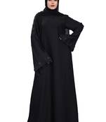 Khadija Fashion, Unique & Handmade Fancy Sleeves With Stone Worked Burkha|Abaya For Girls|Women Color-Black