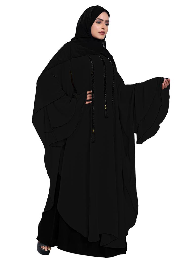 Khadija Fashion, Ravishing And Gorgeous Farasha|Burkha For Women|Girls Handwork On Chest Color-Black