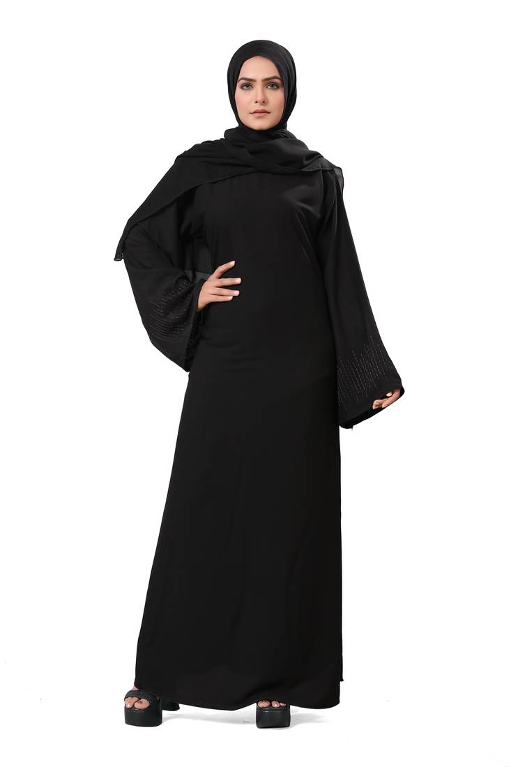 Khadija Fashion, New Arrivals Black Embroidery Sleeves Dubai Abaya|Burqa|Burkha For Women|Girls Colour - Black Pack Of 1