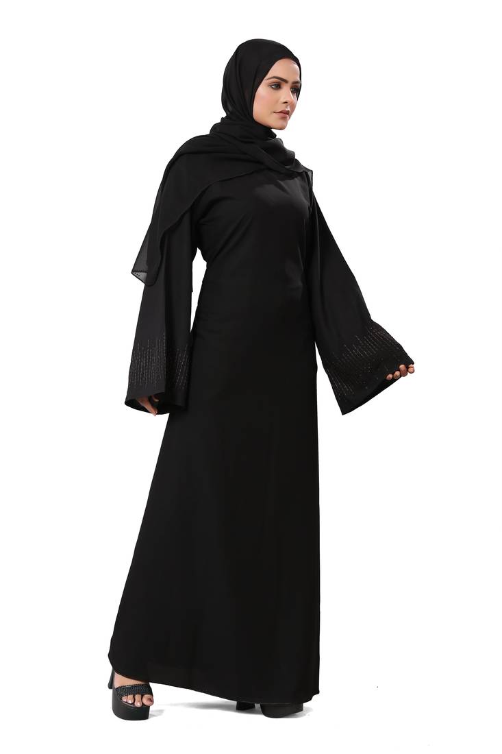 Khadija Fashion, New Arrivals Black Embroidery Sleeves Dubai Abaya|Burqa|Burkha For Women|Girls Colour - Black Pack Of 1