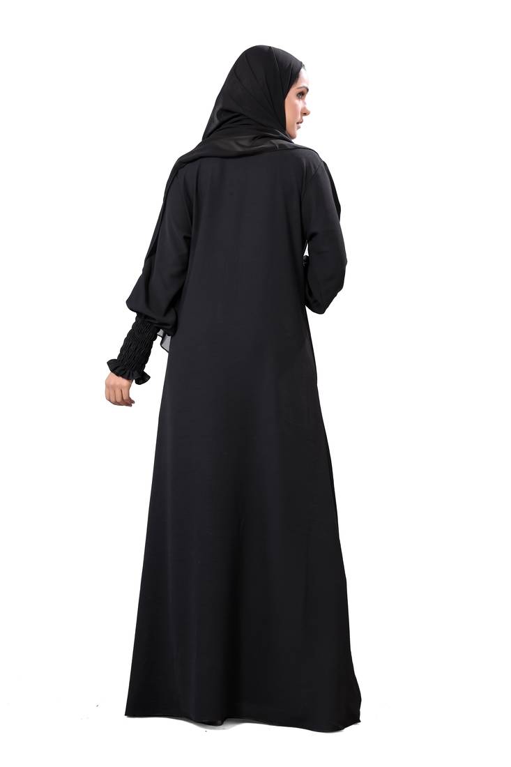Khadija Fashion, New Arrivals Elastic Plain Dubai Abaya|Burqa|Burkha For Women|Girls Colour - Black Pack Of 1