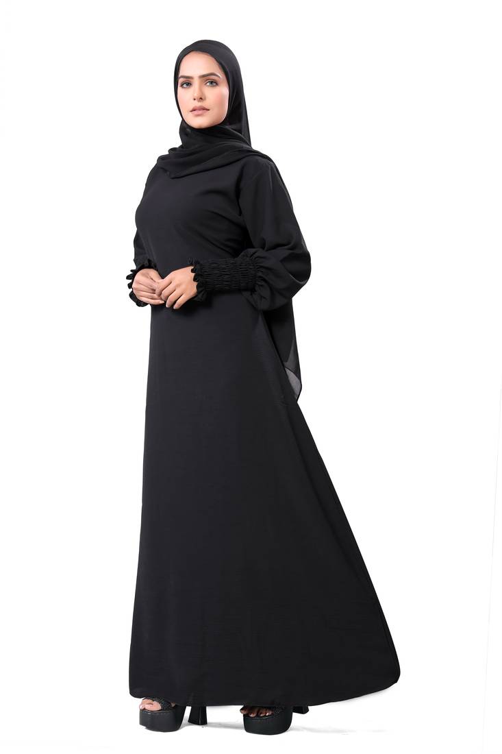 Khadija Fashion, New Arrivals Elastic Plain Dubai Abaya|Burqa|Burkha For Women|Girls Colour - Black Pack Of 1