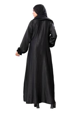 Khadija Fashion, New Arrivals Handmade Front Open Dubai Abaya|Burqa For Women|Girls Colour - Black Pack Of 1 2
