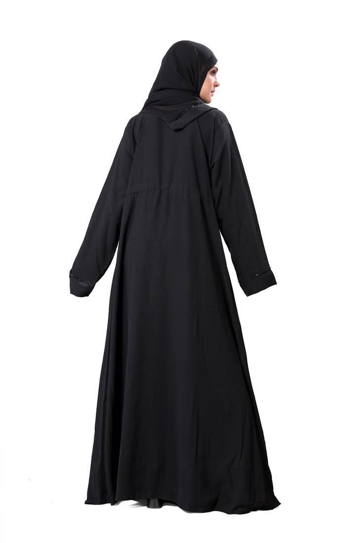 Khadija Fashion, New Arrivals Front Open Cross Design Dubai Abaya|Burqa For Women|Girls Colour - Black Pack Of 1