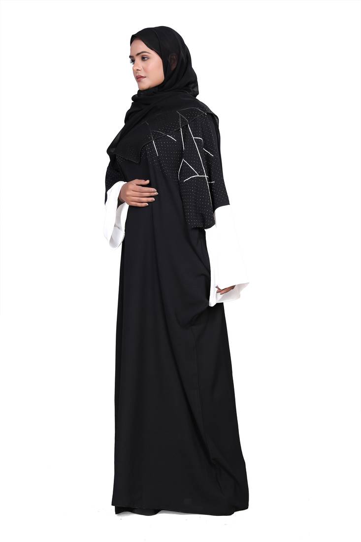 Khadija Fashion, New Arrivals Embroidery With Stone Dubai Abaya|Burqa For Women|Girls Colour - Black Pack Of 1