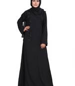 Khadija Fashion, New Arrivals Handmade Black Flowers Dubai Abaya|Burqa For Women|Girls Colour - Black Pack Of 1
