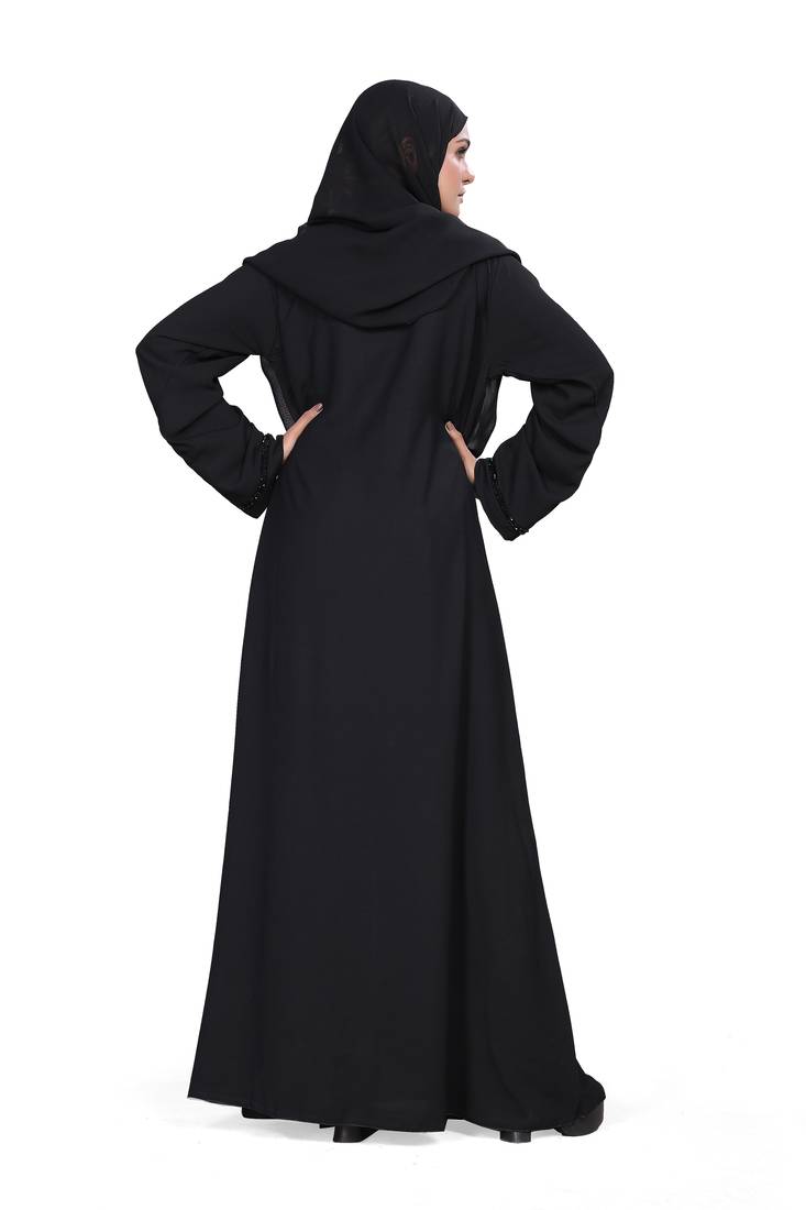 Khadija Fashion, New Arrivals Handmade Black Flowers Dubai Abaya|Burqa For Women|Girls Colour - Black Pack Of 1