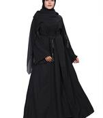 Handmade Front Open Design With String Dubai Abaya|Burqa For Women|Girls Colour - Black Pack Of 1