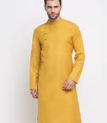 KRAFT INDIA Men Cotton Mustard Solid Kurta Only