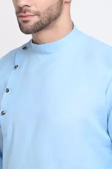 Men Cotton Sky  Solid Kurta Only