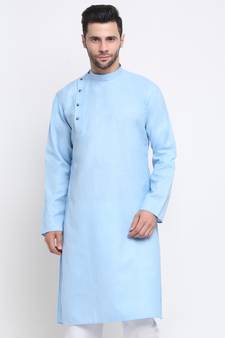KRAFT INDIA Men Cotton Sky  Solid Kurta Only