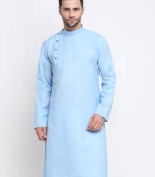 Men Cotton Sky  Solid Kurta Only