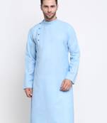 Men Cotton Sky  Solid Kurta Only