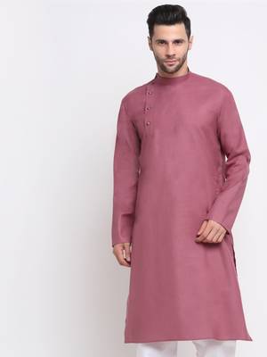 Men Cotton Coral  Solid Kurta Only 1