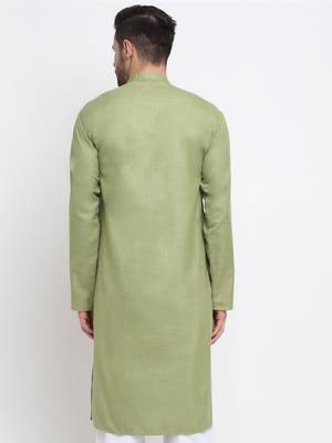 KRAFT INDIA Men Cotton Pista  Solid Kurta Only 2