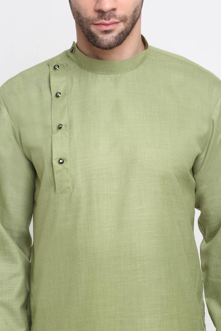 KRAFT INDIA Men Cotton Pista  Solid Kurta Only