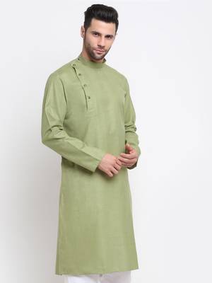 KRAFT INDIA Men Cotton Pista  Solid Kurta Only 4