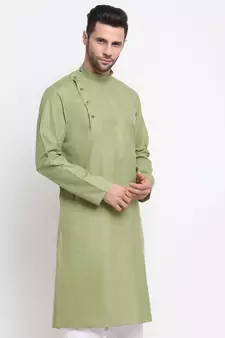 KRAFT INDIA Men Cotton Pista  Solid Kurta Only