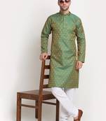 Green Silk Blend Traditional Kurta