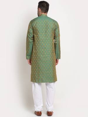 Green Silk Blend Traditional Kurta 2