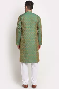 Green Silk Blend Traditional Kurta