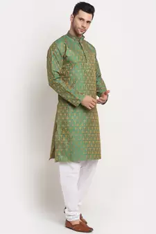 Green Silk Blend Traditional Kurta